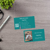Privé chef-kok blauwgroen groene foto catering QR- Visitekaartje
