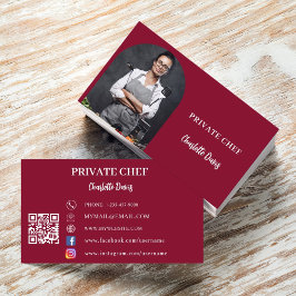 Privé chef-kok bordeaux foto boog QR code Visitekaartje