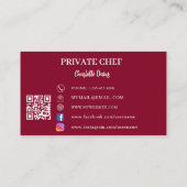 Privé chef-kok bordeaux foto catering QR code Visitekaartje (Achterkant)