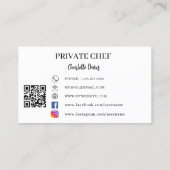 Privé chef-kok fotoslogan QR code Visitekaartje (Achterkant)