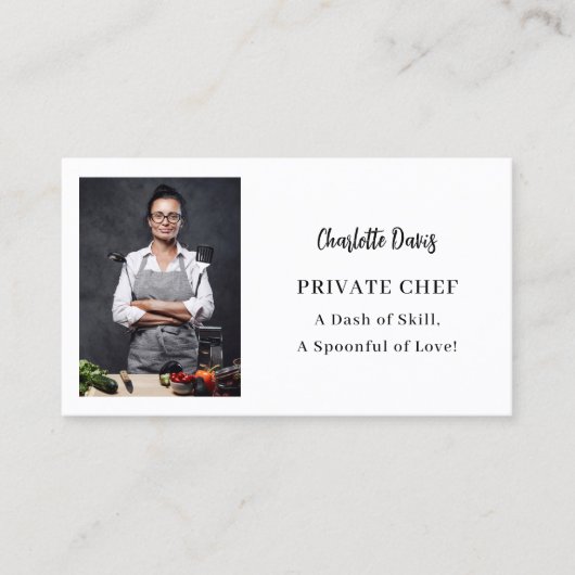 Privé chef-kok fotoslogan QR code Visitekaartje (Voorkant)