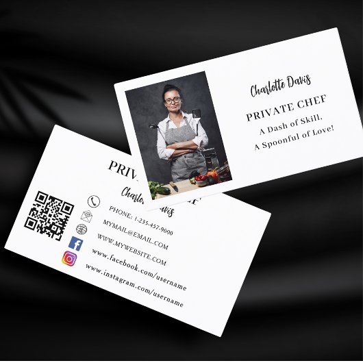 Privé chef-kok fotoslogan QR code Visitekaartje