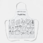 Privé chef-kok naam script keukengerei schort (Voorkant)