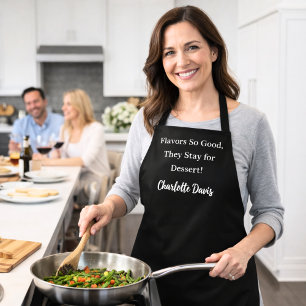 Privé chef-kok zwart wit plezier humor schort