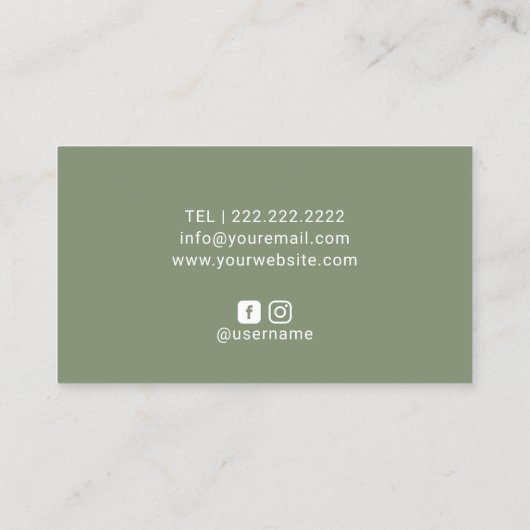 Privé Chef Minimalist Line Art Sage Green Visitekaartje (Achterkant)
