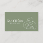 Privé Chef Minimalist Line Art Sage Green Visitekaartje (Voorkant)