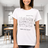 Privé chef naam script keukengerei t-shirt