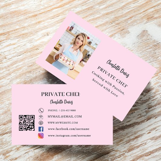 Privé chef roze foto slogan liefde QR code Visitekaartje