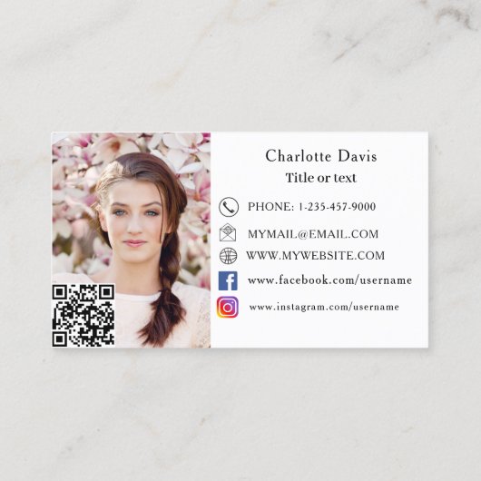 Privé chef roze weegschaal vrouw foto QR code Visitekaartje (Achterkant)