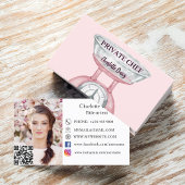 Privé chef roze weegschaal vrouw foto QR code Visitekaartje