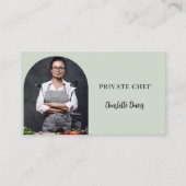 Privé chef salie groene foto boog QR code Visitekaartje (Voorkant)