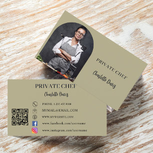 Privé chef salie groene foto boog QR code Visitekaartje