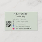 Privé chef salie groene foto catering QR code Visitekaartje (Achterkant)