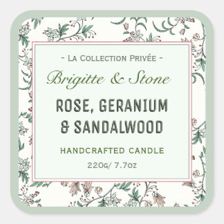 Privé-Collectie Floral Handgemaakt Kaars Vierkante Sticker