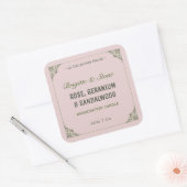 Privé Collectie Handgemaakt Kaaretiket Roze Vierkante Sticker (Envelop)