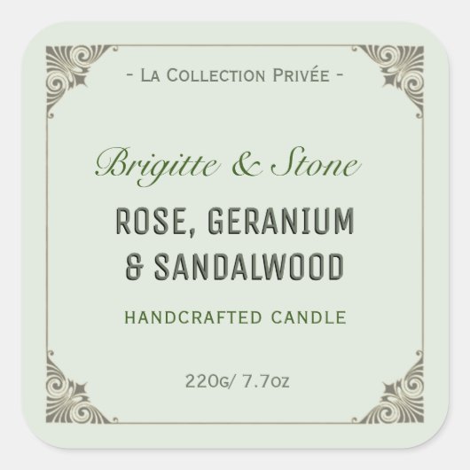 Privé Collectie handgemaakt Viridescent Kaars Vierkante Sticker (Voorkant)