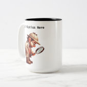  privé-detective Cartoon Mystery Tweekleurige Koffiemok (Voorkant links)