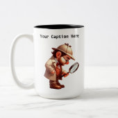  privé-detective Cartoon Mystery Tweekleurige Koffiemok (Links)