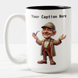  privé-detective Cartoon Mystery Tweekleurige Koffiemok