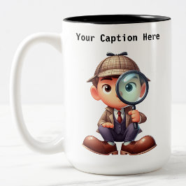  privé-detective Cartoon Mystery Tweekleurige Koffiemok