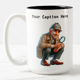  privé-detective Cartoon Mystery Tweekleurige Koffiemok