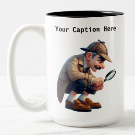  privé-detective Cartoon Mystery Tweekleurige Koffiemok