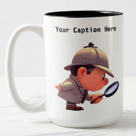  privé-detective Cartoon Mystery Tweekleurige Koffiemok