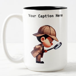  privé-detective Cartoon Mystery Tweekleurige Koffiemok