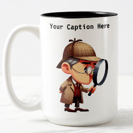  privé-detective Cartoon Mystery Tweekleurige Koffiemok