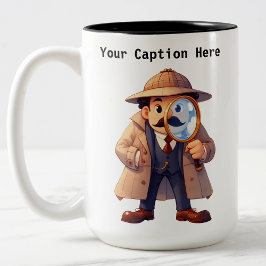  privé-detective Cartoon Mystery Tweekleurige Koffiemok