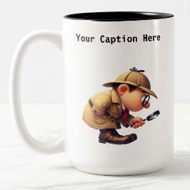  privé-detective Cartoon Mystery Tweekleurige Koffiemok