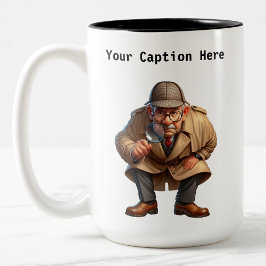  privé-detective Cartoon Mystery Tweekleurige Koffiemok