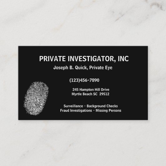 Privé detective onderzoeker Visitekaartjes