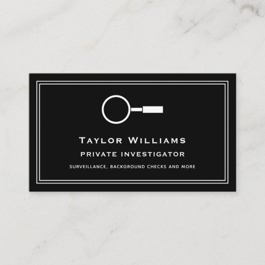 Privé-detective Vergrootglas Visitekaartje (Voorkant)