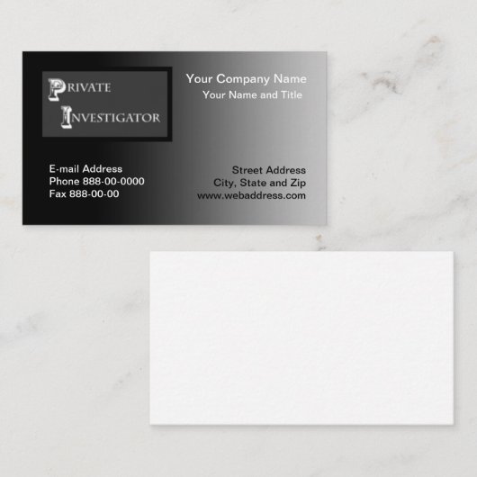 privé-detective-Visitekaartje Visitekaartje (Voorkant / Achterkant)
