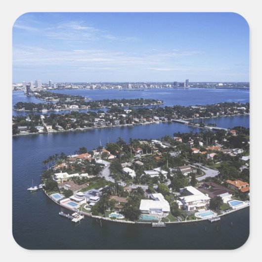 Privé-eilandhuizen van Biscayne Bay, Star Vierkante Sticker (Voorkant)