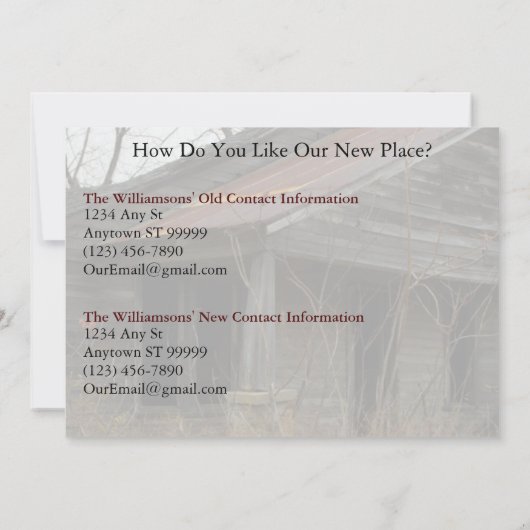 Privé Funny Change of Address Card: New Porch Aankondiging (Achterkant)