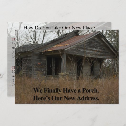 Privé Funny Change of Address Card: New Porch Aankondiging (Voorkant / Achterkant)