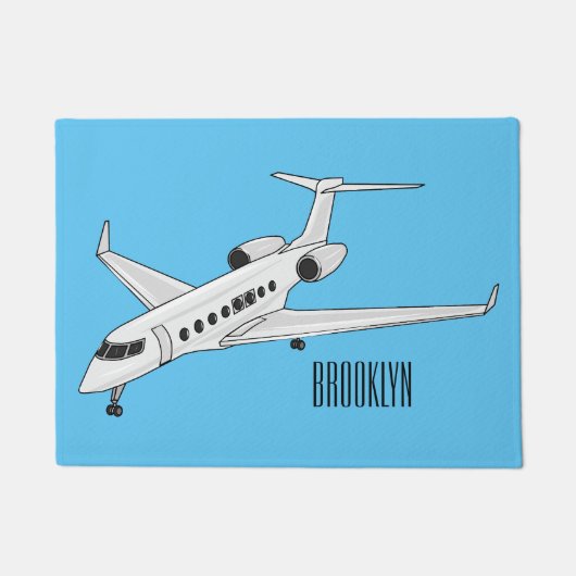 Privé-jet cartoon illustratie deurmat (Voorkant)