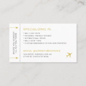 Privé Jet Pilot Travel Planner Boarding Pass Visitekaartje (Achterkant)