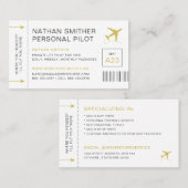 Privé Jet Pilot Travel Planner Boarding Pass Visitekaartje (Voorkant / Achterkant)