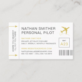 Privé Jet Pilot Travel Planner Boarding Pass Visitekaartje