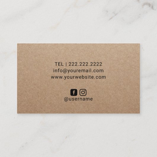 Privé-kok Minimalistische Lijntekening Rustiek Kra Visitekaartje (Achterkant)