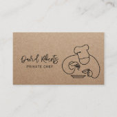 Privé-kok Minimalistische Lijntekening Rustiek Kra Visitekaartje (Voorkant)