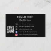 Privé-kok zwart-wit foto catering QR-code Visitekaartje (Achterkant)