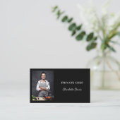 Privé-kok zwart-wit foto catering QR-code Visitekaartje (Staand voorkant)