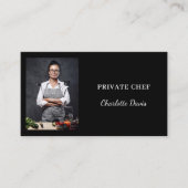 Privé-kok zwart-wit foto catering QR-code Visitekaartje (Voorkant)