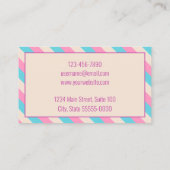Privé Leraar/Tutor Roze Beige en Blauw Gestreept Visitekaartje (Achterkant)