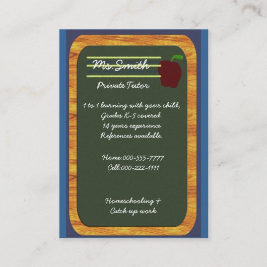 privé-leraar visitekaartje (Voorkant)