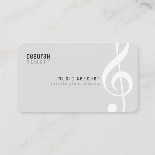 Privé lessen muziekdocent bord grijs visitekaartje (Voorkant)